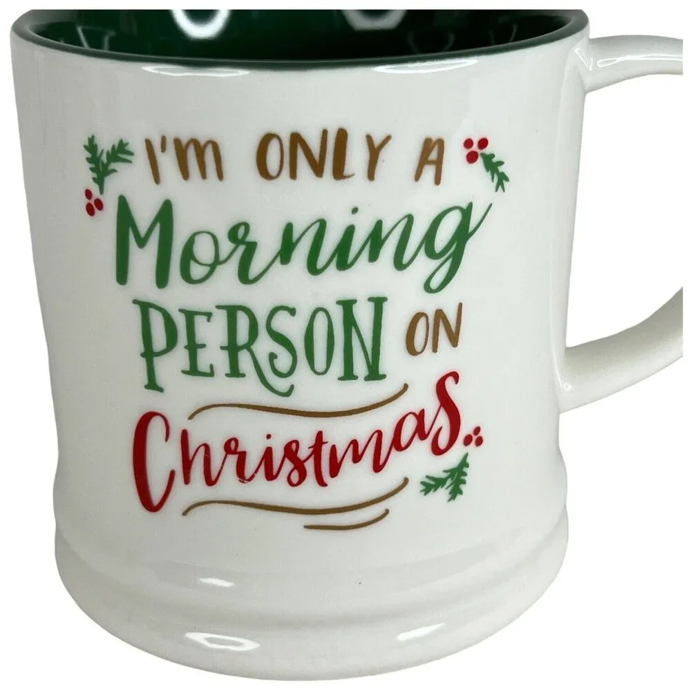 Threshold Im Only A Morning Person On Christmas Mug White Green Cup Target Home - Picture 2 of 7